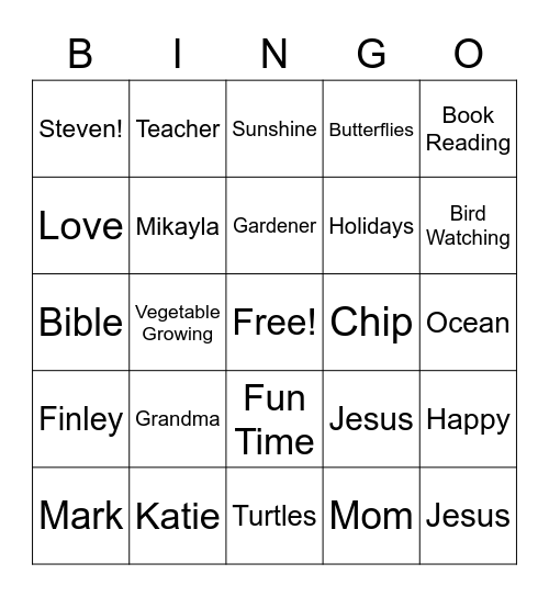 Happy Birthday Grandma!!! Bingo Card