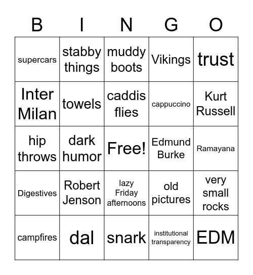 Things that don't bother me too much Bingo Card