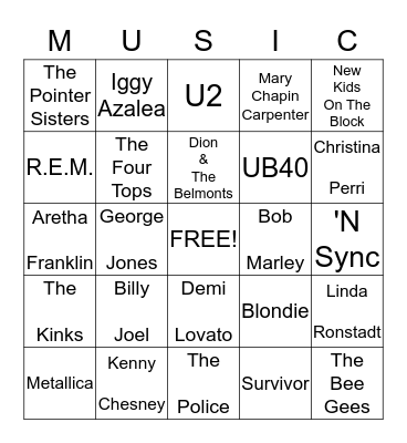 Eric & Lori's Mixed Music Bingo 2 Bingo Card