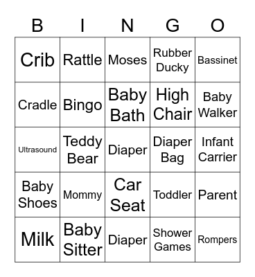 RESMI'S BABY SHOWER BINGO ! Bingo Card
