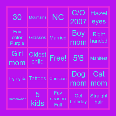 Lindsay's Bingo Card