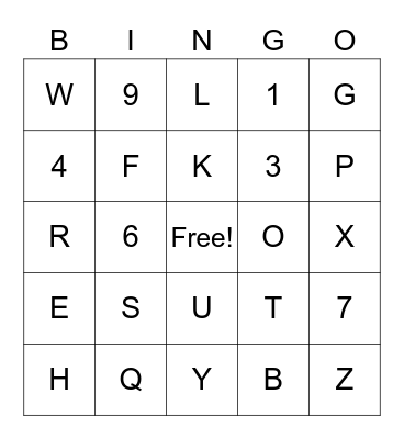 Alphabet Uppercase Bingo Card