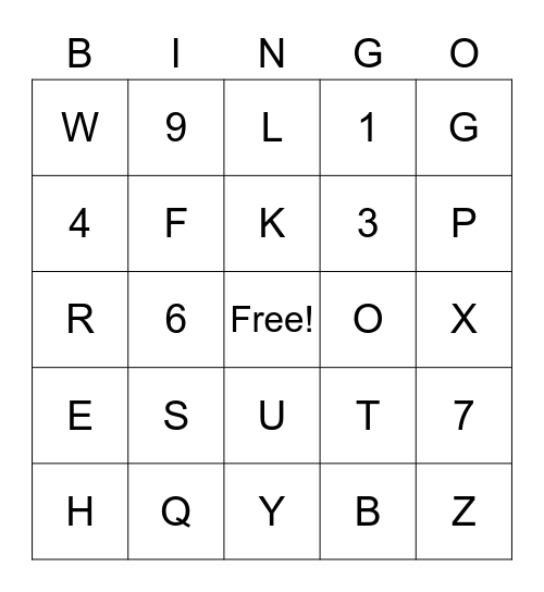 Alphabet Uppercase Bingo Card