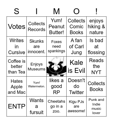 Simo Bingo Card