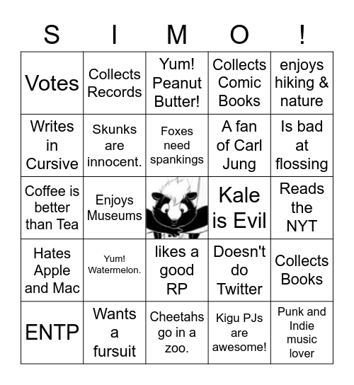 Simo Bingo Card