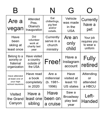 IT'S ALL ABOUT YOU Bingo Card