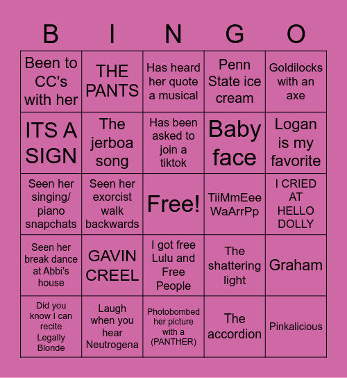 KC BINGO Card