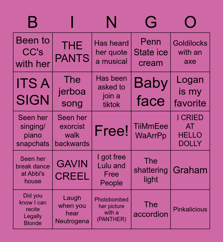 KC BINGO Card