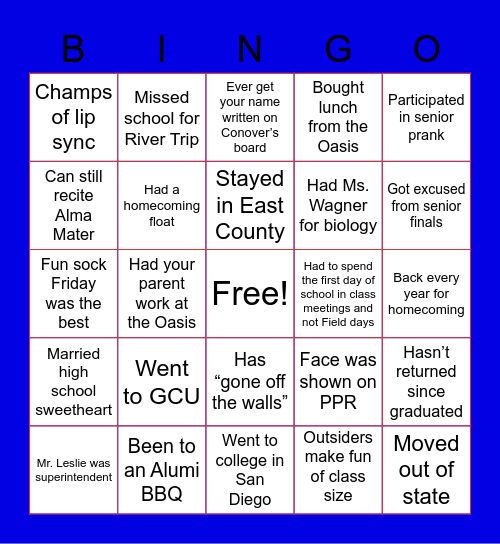 CHS ALUMNI! Bingo Card