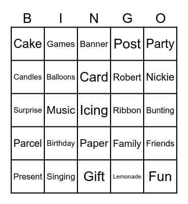 Birthday Bingo! Bingo Card
