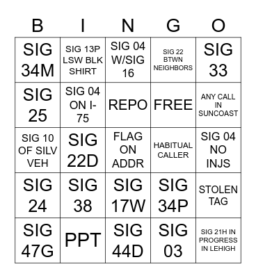 CALL TAKER Bingo Card