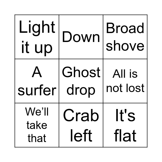 Tipping Point Bingo Card