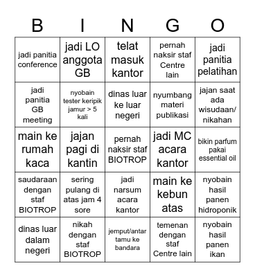 Staf BIOTROP (Part 1) Bingo Card
