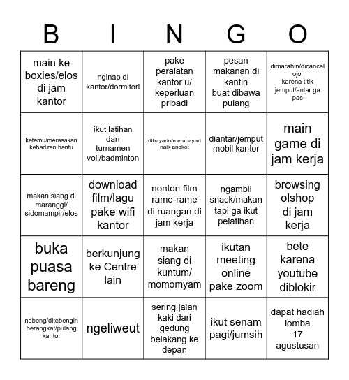 Staf BIOTROP (Part 2) Bingo Card