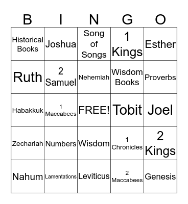 Bible Bingo Card