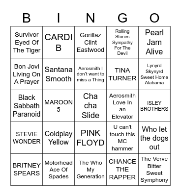 MUSIC Bingo Card