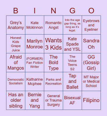 How Ella Are You? Bingo Card