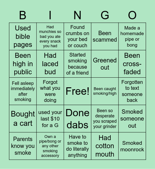 Stoner Bingo Card