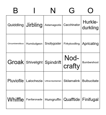 Fun Words Bingo Card