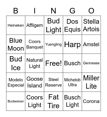 Beer Bingo Card