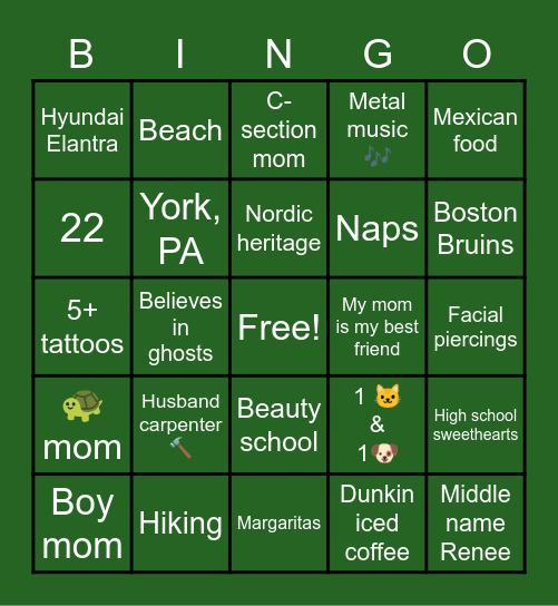 Mackenzie Bingo Card