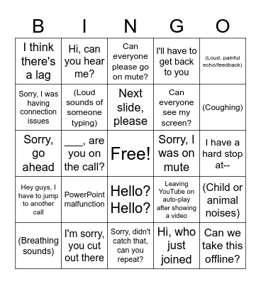 Online Meeting BINGO Card