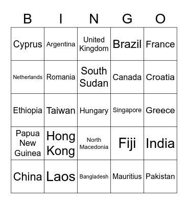 Immigrant Bingo Card