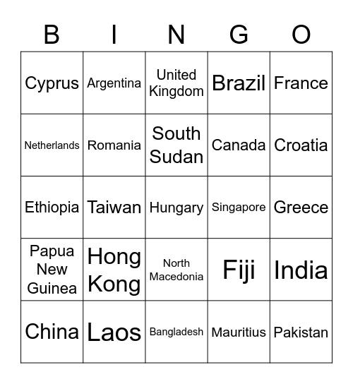 Immigrant Bingo Card