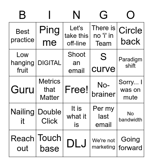 Journey Team Bingo Card