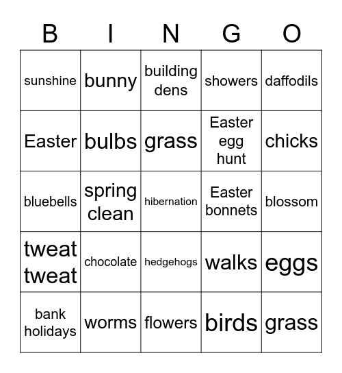 Easter/ Spring Bingo Card