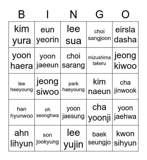 TAMNA BINGOOOOOO Bingo Card