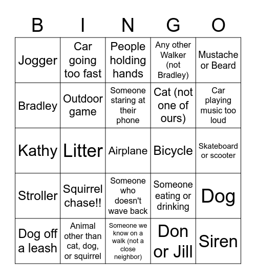 Salem Neighborhood Bingo Card