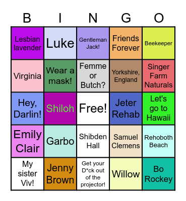 FRIENDS Happy Hour Lingo Bingo Card