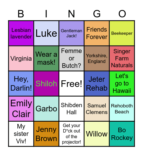 FRIENDS Happy Hour Lingo Bingo Card