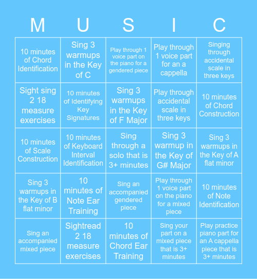 MUSIC THEORY CHOICE BOARD Bingo Card