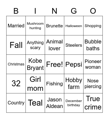 Kaylee Bingo Card