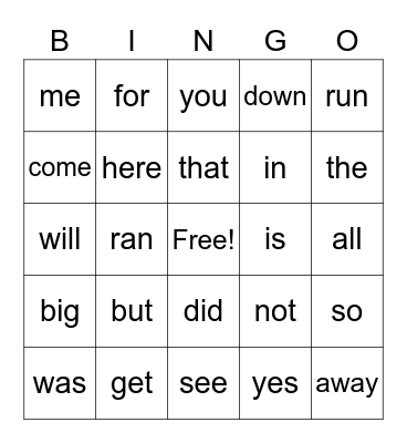 Sophia's Sight Words Bingo Card
