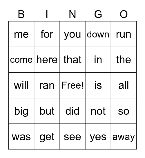 Sophia's Sight Words Bingo Card