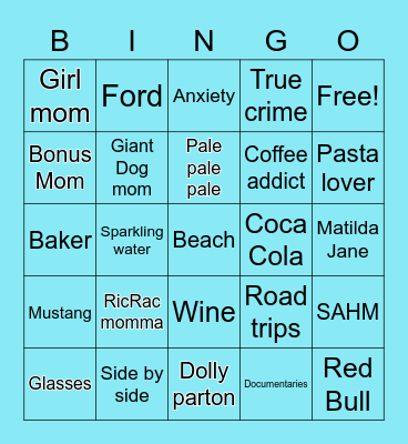 AMBER Bingo Card