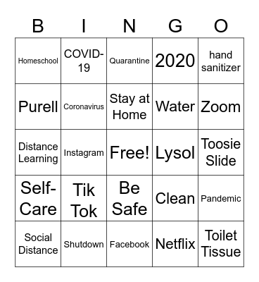 Quarantine Bingo Card