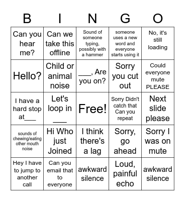 Zoom Bingo Card