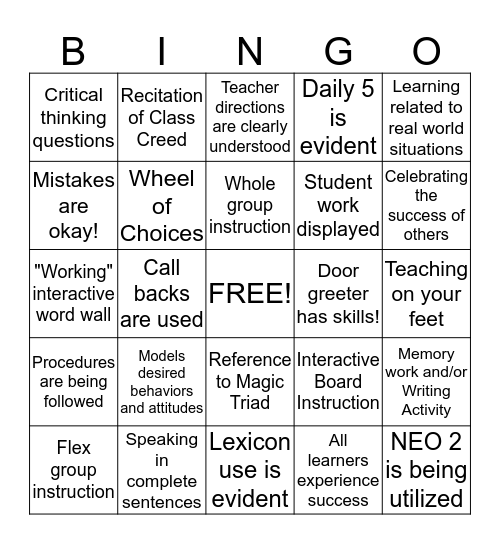 Great Expectations Bingo Card
