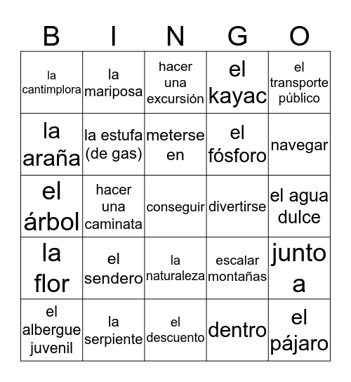 Español 3 - U1L1 Bingo Card