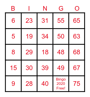 Facebook Friends Lock Down Bingo Card