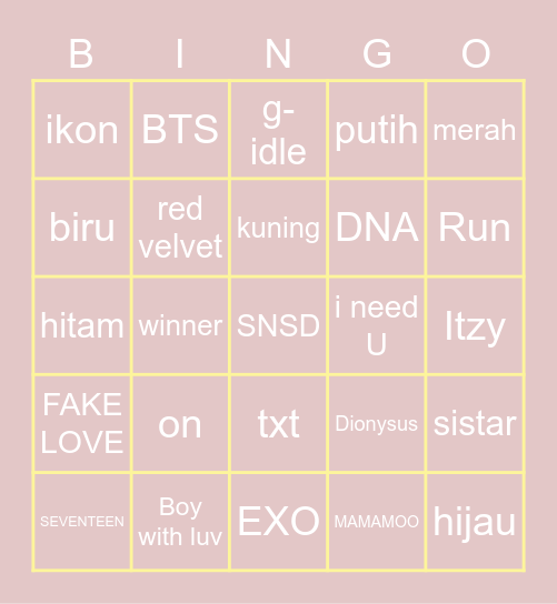 Nyanya jelek Bingo Card