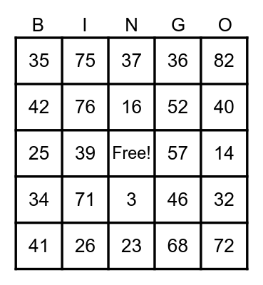 Facebook Friends Lock Down Bingo Card