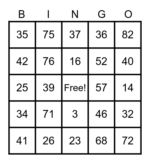 Facebook Friends Lock Down Bingo Card