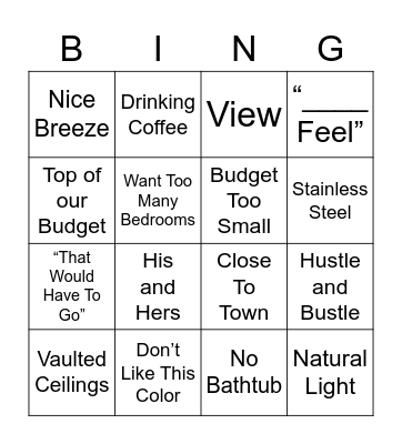 House Hunters Bingo Card