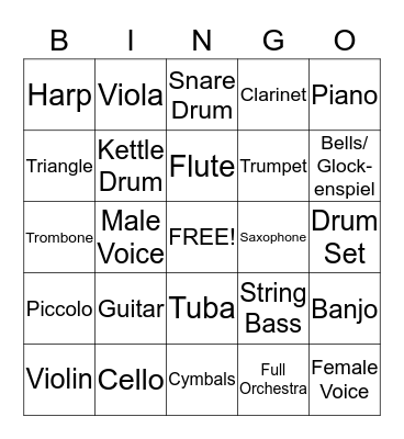 MUSICAL INSTRUMENTS Bingo Card