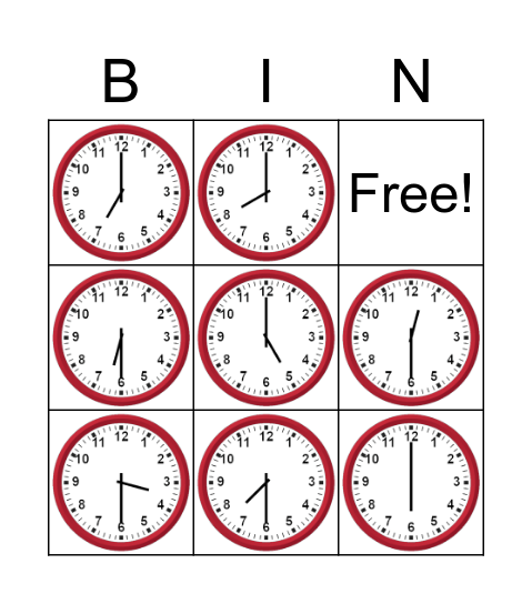 Klukkubingó Bingo Card